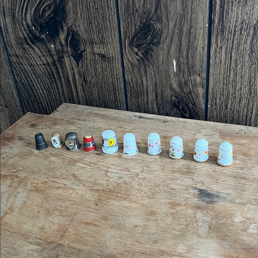 Vintage Thimble Lot Mixed Floral Souvenir Collectible Set